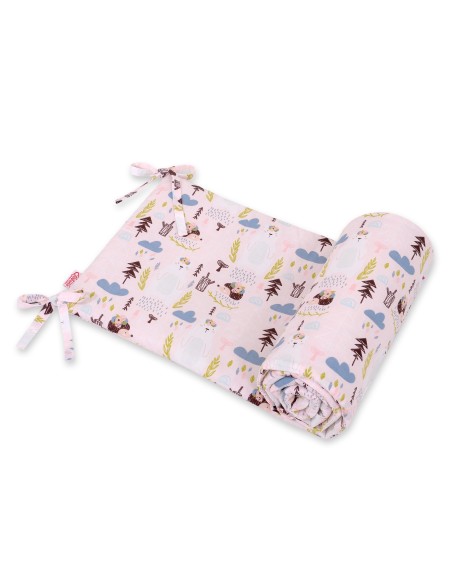 Universal bumper for cot - pink hedgehogs