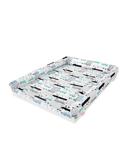 Changing mat for changing table - gray and turquoise cars