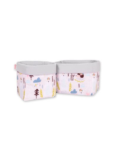 Set of 2 storage baskets - pink hedgehogs