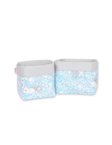 Set of 2 storage baskets - blue rabbits