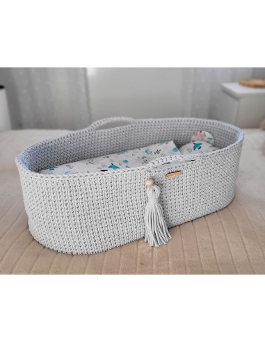 Moses basket BOHO Handmade - light gray