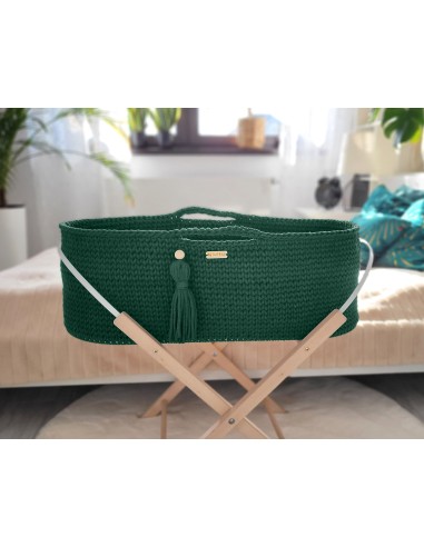 Moses basket BOHO Handmade - bottle green