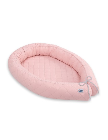 2-in-1 - Baby nest quilted - snake pillow bumper - pastel pink