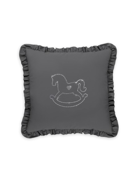 Decorative pillow with application - anthracite