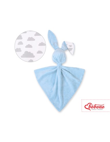 Cuddly rabbit double-sided - clouds gray/blau