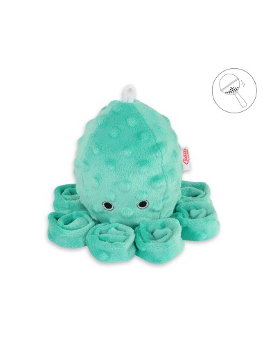 Cuddly octopus with rattle - Mint - polka dot minky