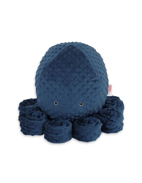 Cuddly octopus big - dark blue - polka dot minky