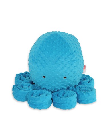 Cuddly octopus big - turquoise - polka dot minky