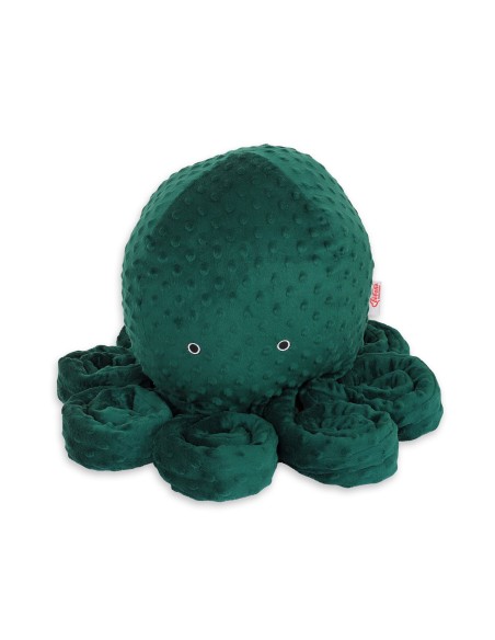 Cuddly octopus big - bottle green - polka dot minky