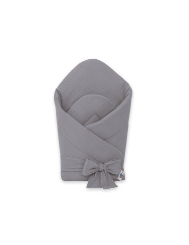 MUSLIN baby nest with stiffening with bow - anthracite