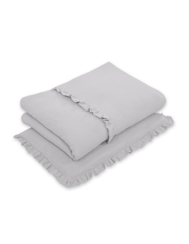 Bedding set MUSLIN 2-pcs with frill 100x135 – gray