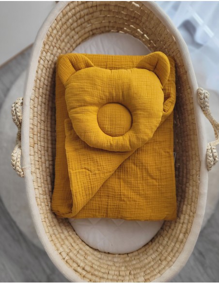 Duvet with pillow Teddy MUSLIN - 2pcs set - honey yellow