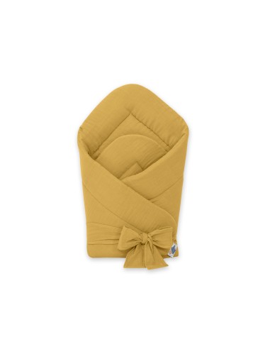 Muslin baby nest with bow - honey yellow