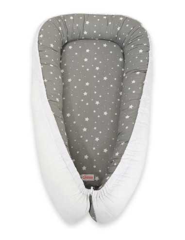 Baby nest double-sided Premium Cocoon for infants BOBONO- mini stars white/ white