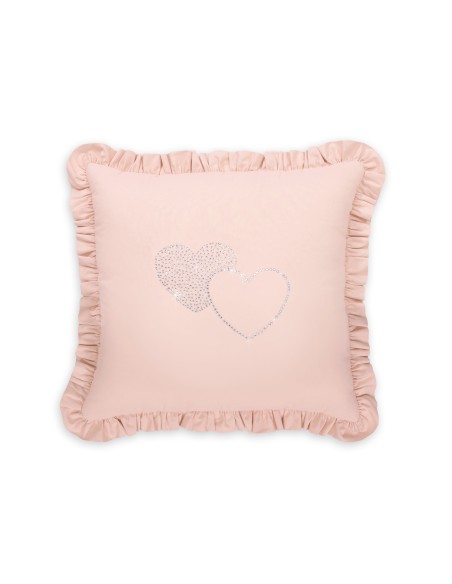 Decorative pillow with application - powder pink