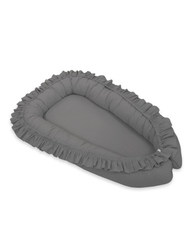 Baby nest Premium Cocoon for infants with a ruffle MY SWEET BABY- anthracite