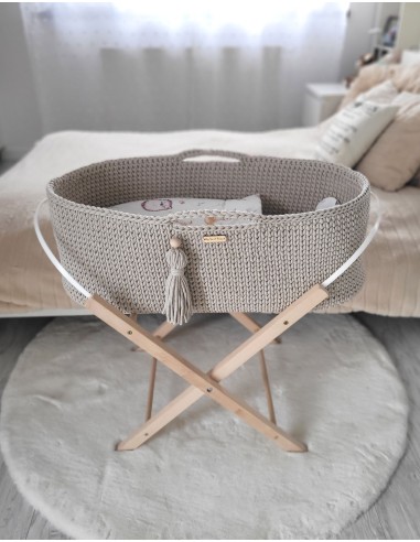 Moses basket BOHO Handmade with stand - light beige