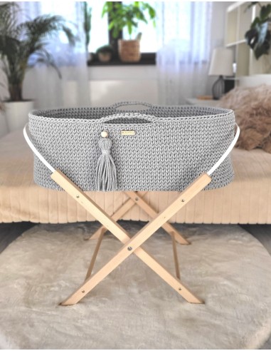 Moses basket BOHO Handmade with stand - gray