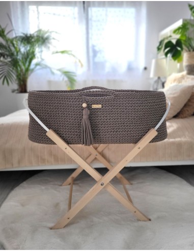 Moses basket BOHO Handmade with stand - mocca