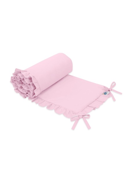 Universal baby bed bumper with frill - pink