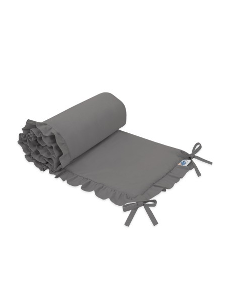 Universal baby bed bumper with frill - anthracite