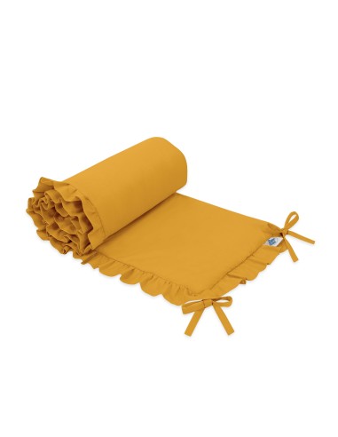 Universal baby bed bumper with frill - honey yellow