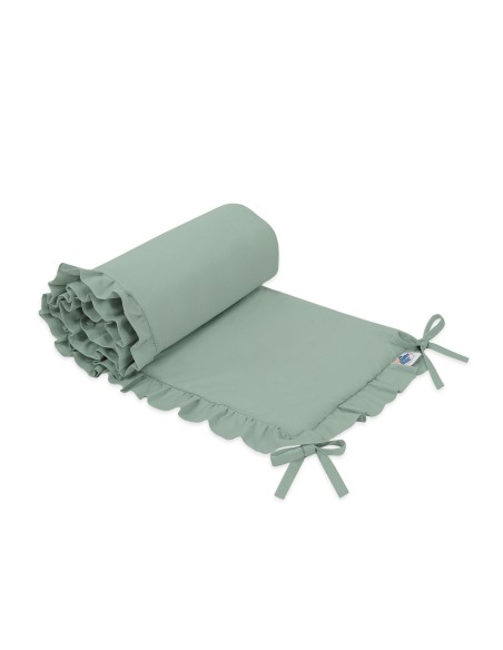 Universal baby bed bumper with frill - pastelgreen