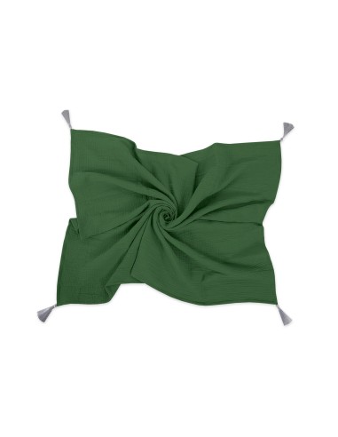 Muslin blanket for kids with tassels - green of the forest