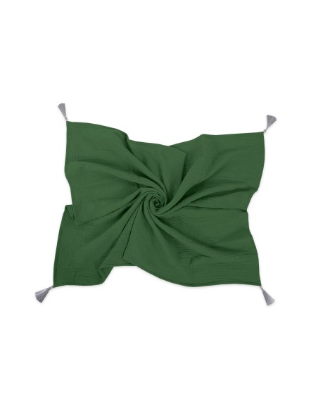 Muslin blanket for kids with tassels - green of the forest