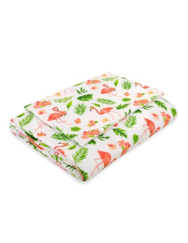 Bedding set 2-pcs with filling - coral flamingos