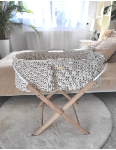 Moses basket BOHO Handmade with stand - cream