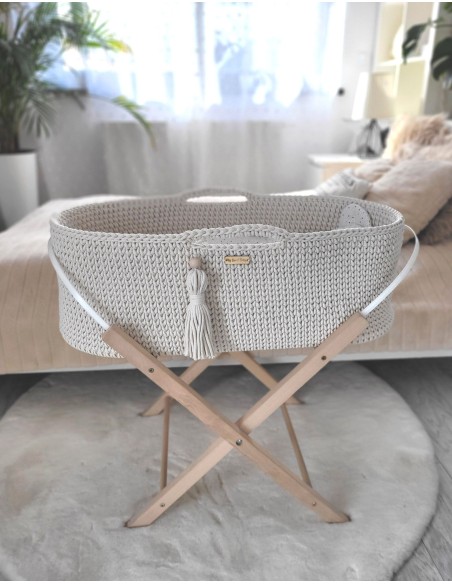 Moses basket BOHO Handmade with stand - cream