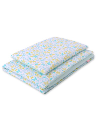 Baby cotton bedding set 2-pcs 135x100 cm- blue butterflies