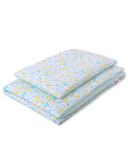 Baby cotton bedding set 2-pcs 135x100 cm- blue butterflies