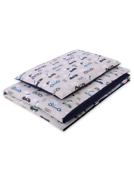 Baby cotton bedding set 2-pcs 135x100 cm- gray rabbits