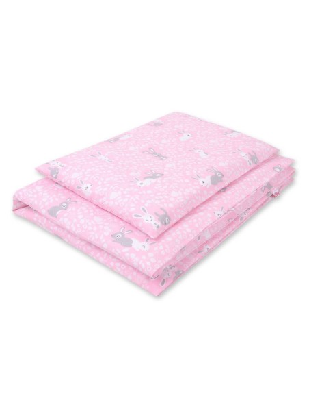 Baby cotton bedding set 2-pcs 135x100 - pink rabbits