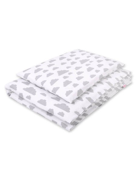 Baby cotton bedding set 2-pcs 135x100 cm- clouds gray