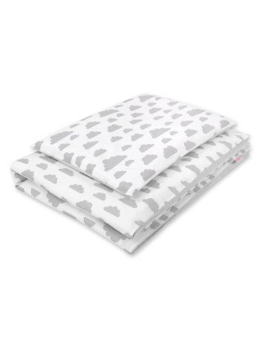 Baby cotton bedding set 2-pcs - clouds gray/gray