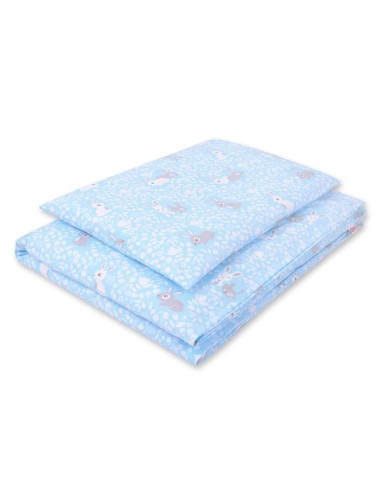 Baby cotton bedding set 2-pcs 135x100 cm- blue rabbits