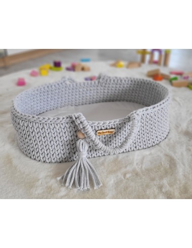 Moses basket BOHO cotton - doll carrier - light grey