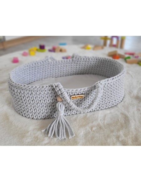 Moses basket BOHO cotton - doll carrier - light grey