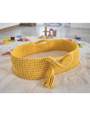 Moses basket BOHO cotton - doll carrier - yellow