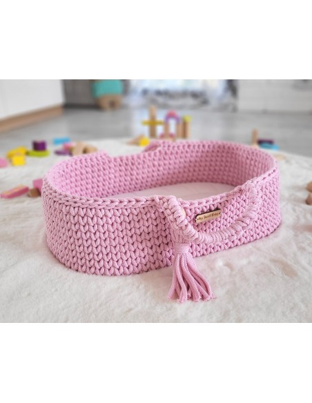 Moses basket BOHO cotton - doll carrier - pink