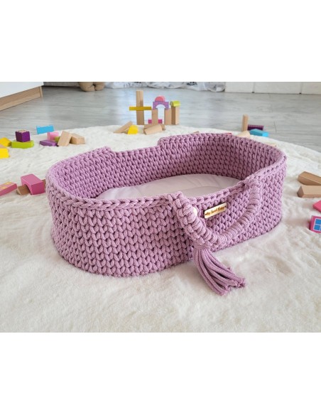 Moses basket BOHO cotton - doll carrier - lavender