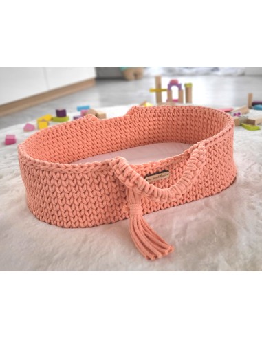 Moses basket BOHO cotton - doll carrier - peach