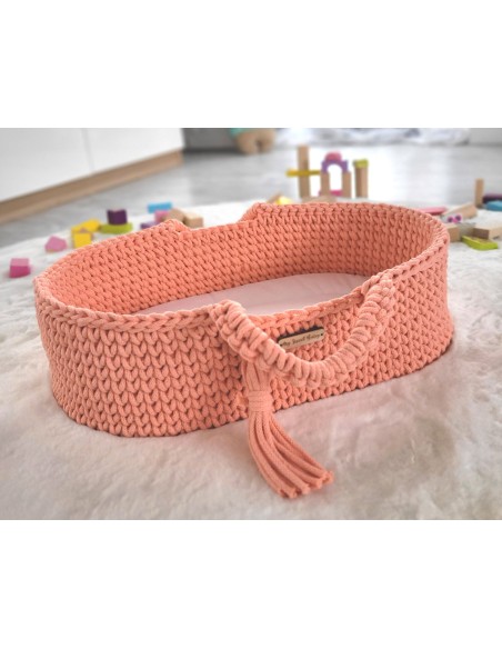 Moses basket BOHO cotton - doll carrier - peach