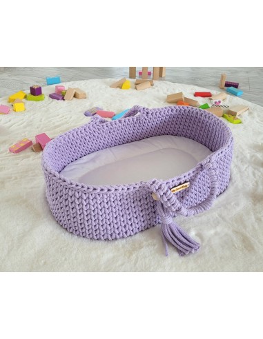 Moses basket BOHO cotton - doll carrier - purple