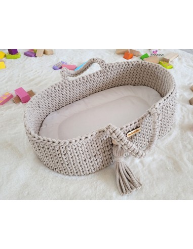 Moses basket BOHO cotton - doll carrier - light beige