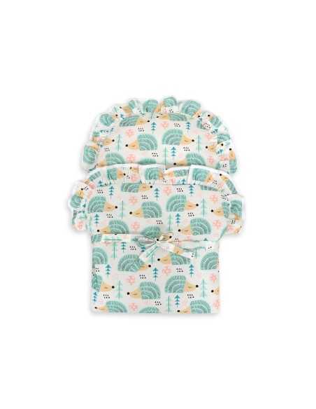 Baby doll swaddling blanket - hedgehogs mint