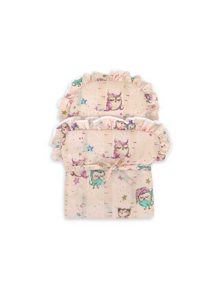 Baby doll swaddling blanket - owls cream